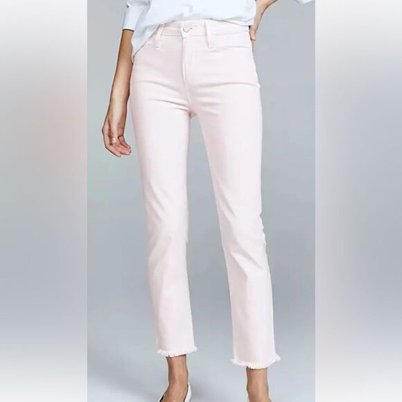 Paige Hoxton Pink Jeans Straight Leg Ankle Stretchy Raw Crop Ankle Size 28 - Picture 3 of 10